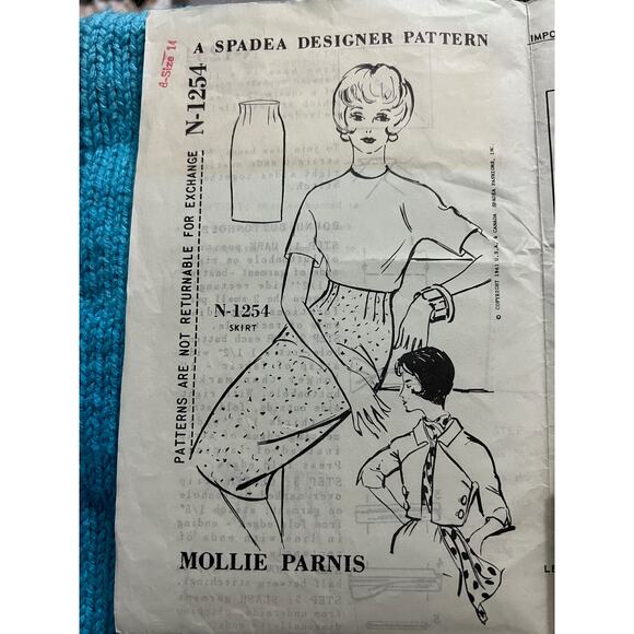 Spadea Sewing pattern N-1254 Pencil skirt high waist 1960s size 14 - Picture 1 of 3